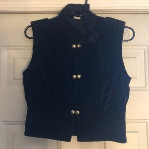Black Cotton Velvet Vest/Waistcoat with Gold Buttons